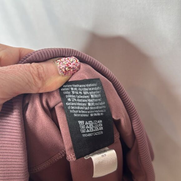 Pink Mauve Fleece Lined Ribbed Cozy Leggings. Size M. - Picture 8 of 8